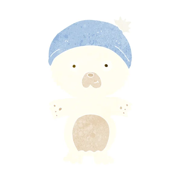 Kreslený roztomilý lední medvěd v klobouku — Stockový vektor