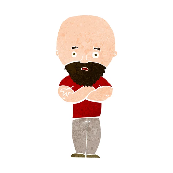 Cartoon shocked bald man with beard — Stock Vector