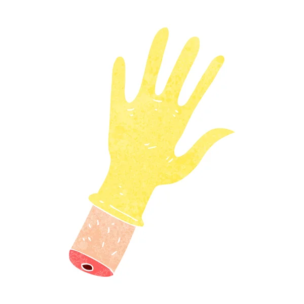 Cartoon hand met rubber handschoen — Stockvector