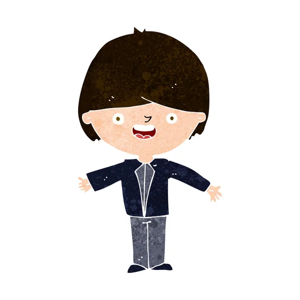 Καρτούν χαρούμενο αγόρι με ανοιχτές αγκάλες — Διανυσματικό Αρχείο
