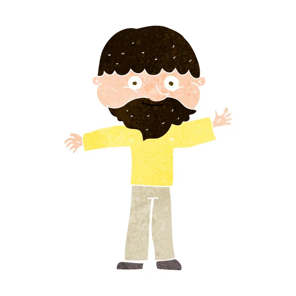 Cartone animato uomo felice con barba — Vettoriale Stock