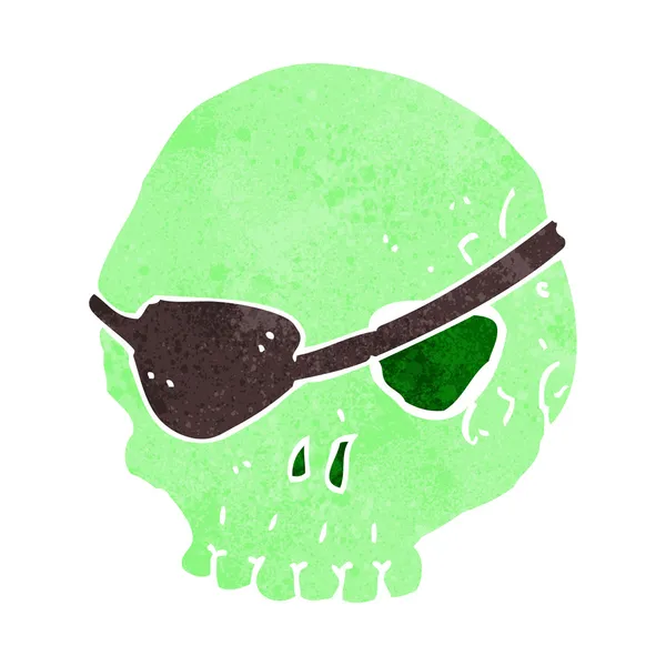 Cartoon skull with eye patch — Stock Vector