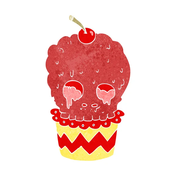 Spooky kafatası cupcake karikatür — Stok Vektör