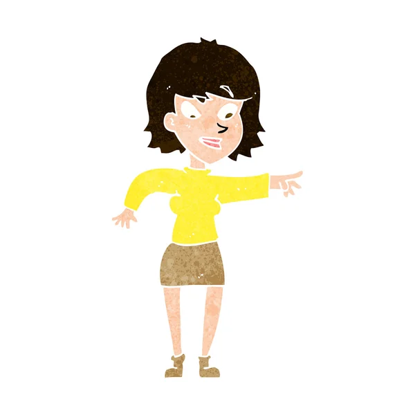 Mujer de dibujos animados señalando — Vector de stock