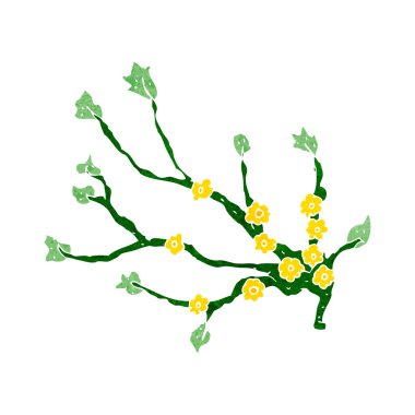 karikatür çiçekli dal