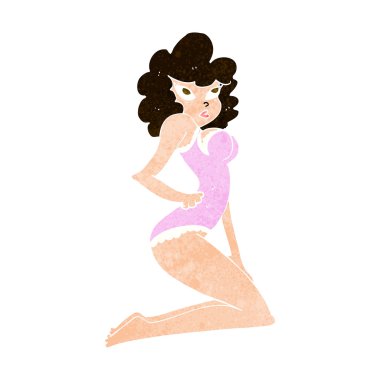 karikatür pin-up kadın
