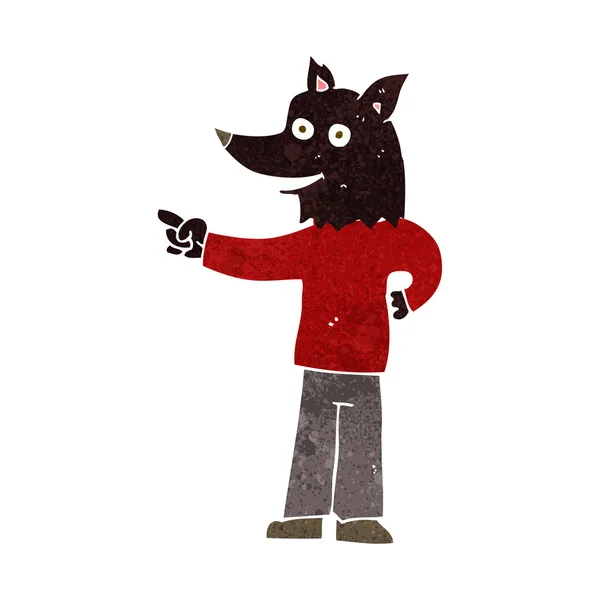 指向的卡通狼人 — 图库矢量图片