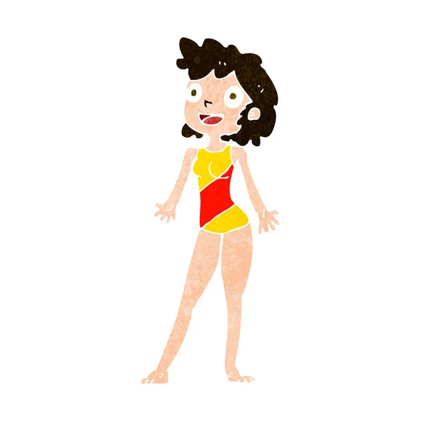 Mujer de dibujos animados en traje de baño — Vector de stock