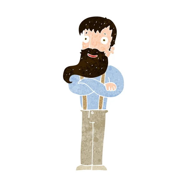 Cartoon bearded hipster man — Stock Vector