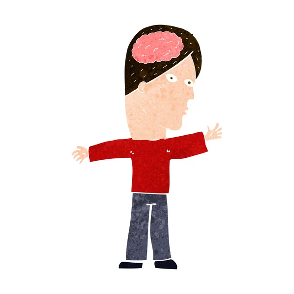 Hombre de dibujos animados con cerebro — Vector de stock