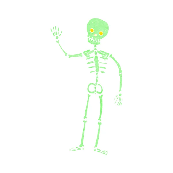 Dibujos animados ondeando esqueleto — Vector de stock