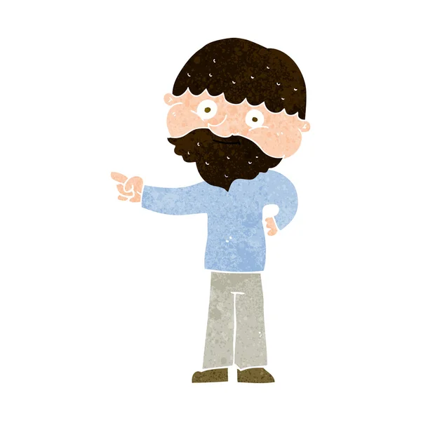 Dessin animé barbu homme pointant — Image vectorielle