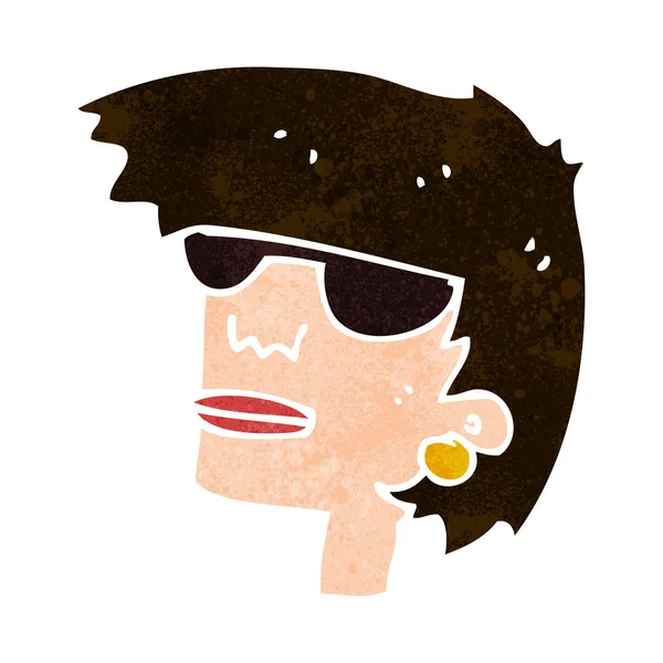 Cartone animato volto femminile con occhiali — Vettoriale Stock