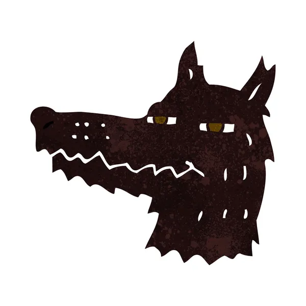 Dessin animé visage de loup suffisant — Image vectorielle