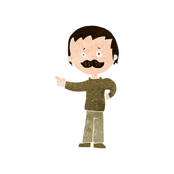 Dessin animé homme avec moustache pointant — Image vectorielle