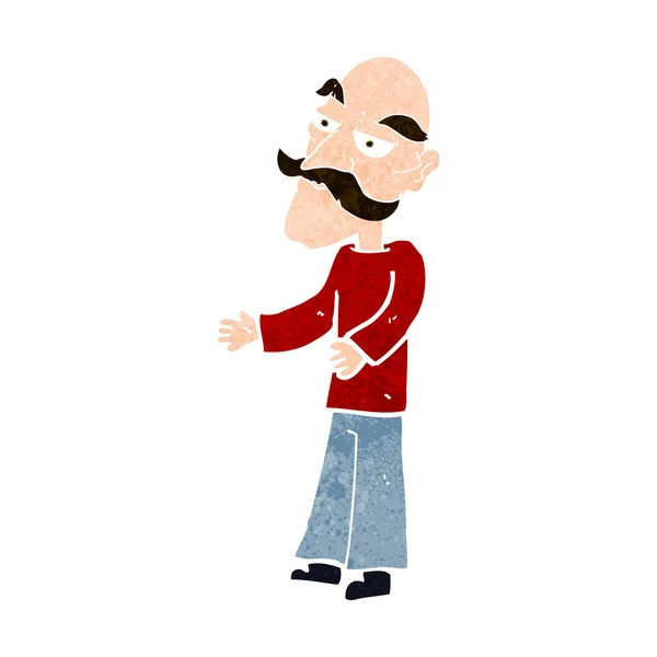 Hombre viejo de dibujos animados con bigote — Vector de stock