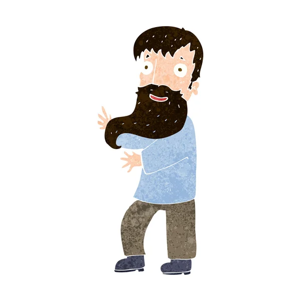 Мультфильм взволнованный бородач — стоковый вектор