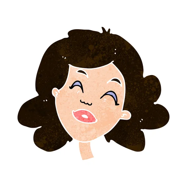 Cartoon happy female face — Stock Vector