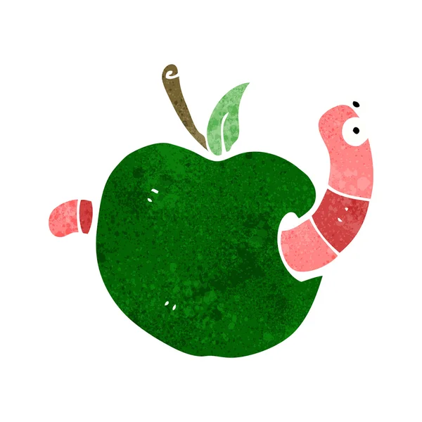 Vers de dessin animé dans la pomme — Image vectorielle