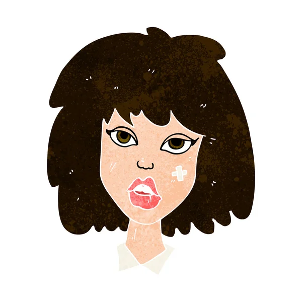 Karikatur Frau mit blauen Flecken im Gesicht — Stockvektor