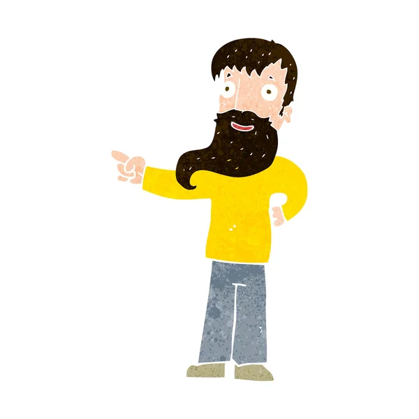 Hombre de dibujos animados con barba señalando — Vector de stock