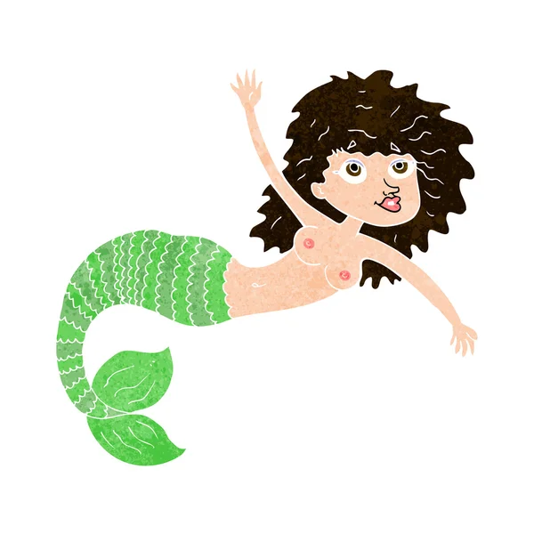 Cartoon waving mermaid — Stock Vector
