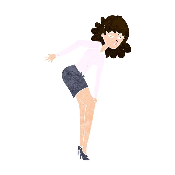 Dibujos animados mujer molesta frotando la rodilla — Vector de stock
