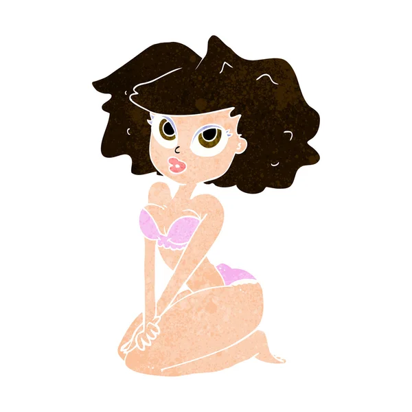 Cartoon woman wearing bikini — Stock Vector