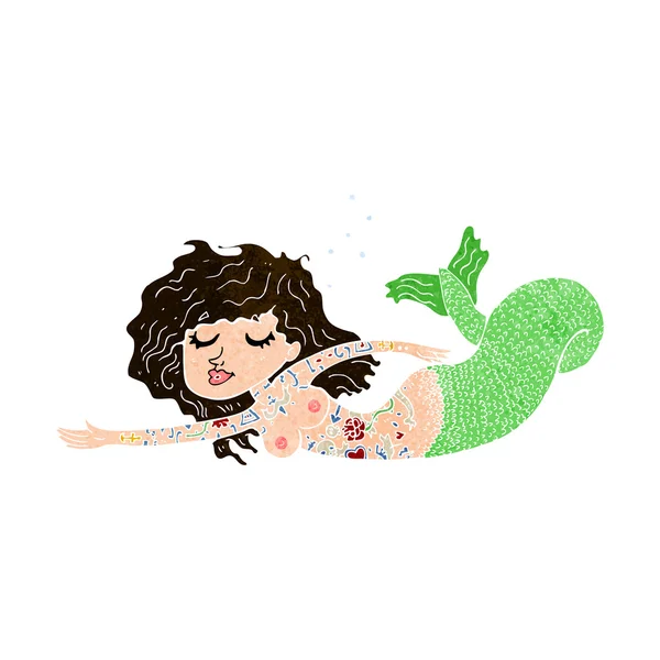 Karikatur Meerjungfrau mit Tätowierungen — Stockvektor