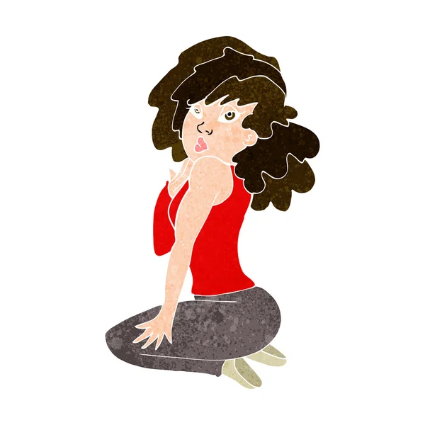 Mujer de dibujos animados posando — Vector de stock