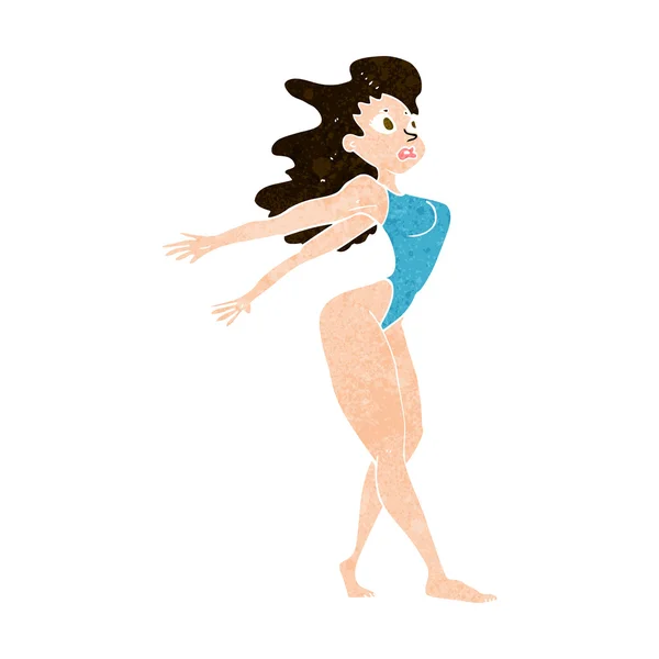 Dibujos animados mujer sexy en traje de baño — Vector de stock
