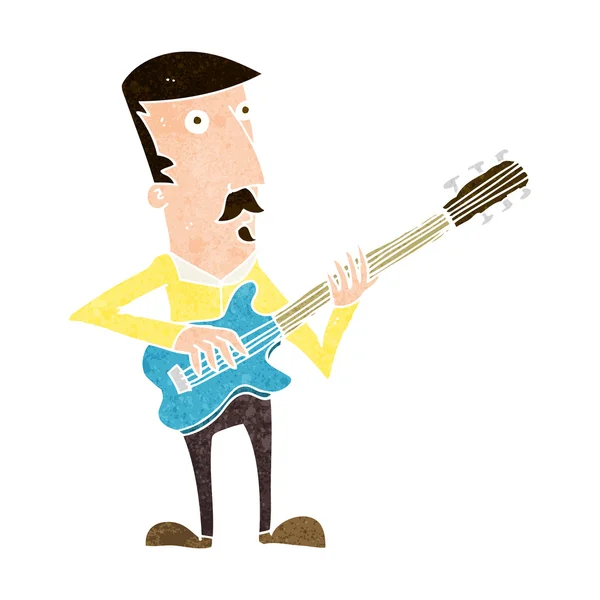 Desenho animado homem tocando guitarra elétrica — Vetor de Stock