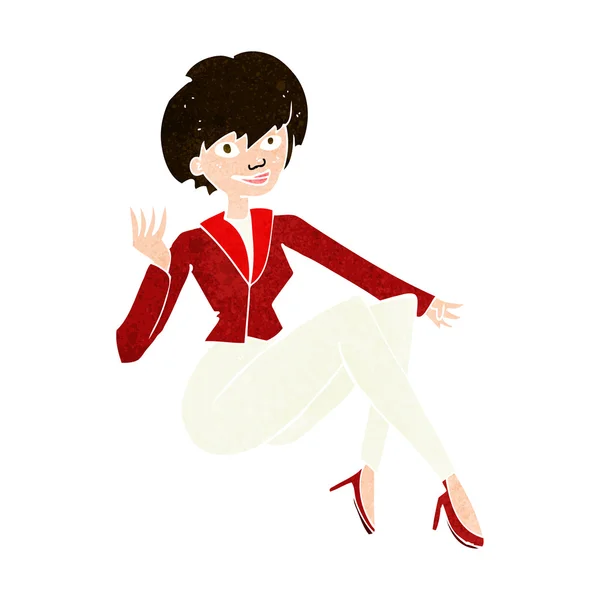 Dibujos animados mujer de negocios sentado — Archivo Imágenes Vectoriales