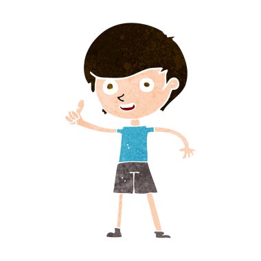 Çizgi filmci çocuk başparmak işareti veriyor.