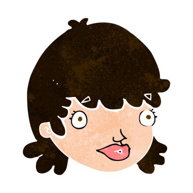 Şaşkın bakışlı çizgi film kadın yüzü