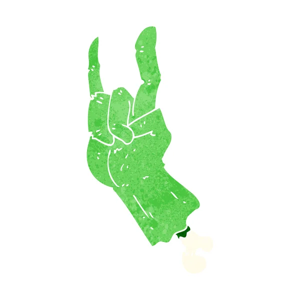 Cartoon zombie hand rock symbool maken — Stockvector