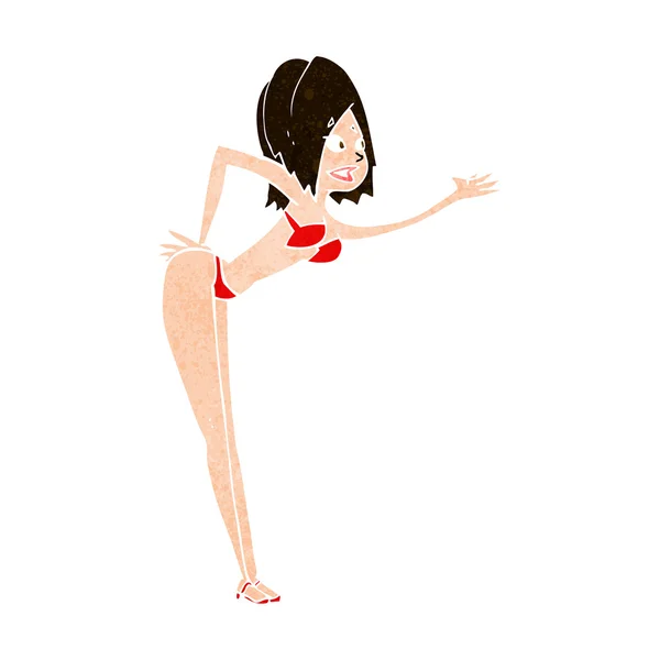 Mujer de dibujos animados en bikini — Vector de stock