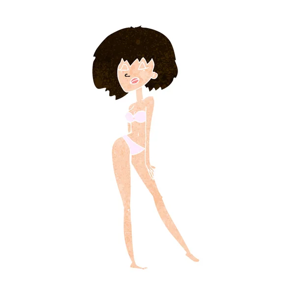 Cartoon woman in bikini — Stock Vector