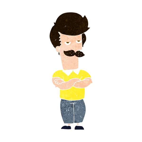 Desenho animado bigode muscular homem — Vetor de Stock