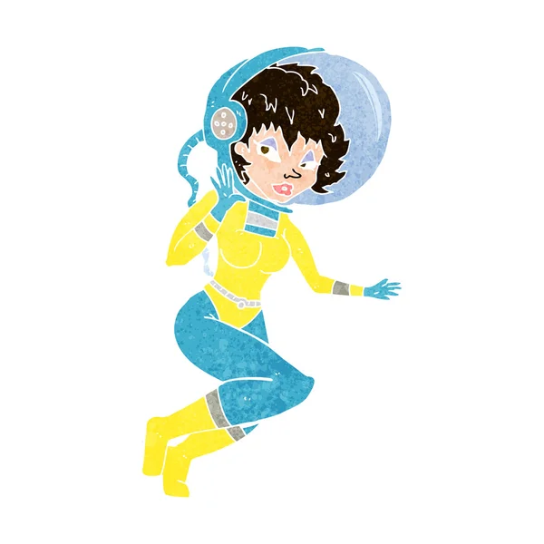 Mujer del espacio de dibujos animados — Vector de stock