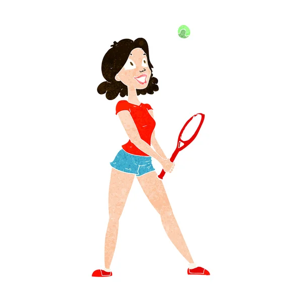 Kreskówka kobieta gra w tenisa — Wektor stockowy
