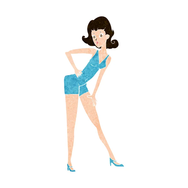 Modelo de dibujos animados mujer posando — Vector de stock