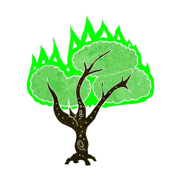 Dessin animé arbre brûlant effrayant — Image vectorielle