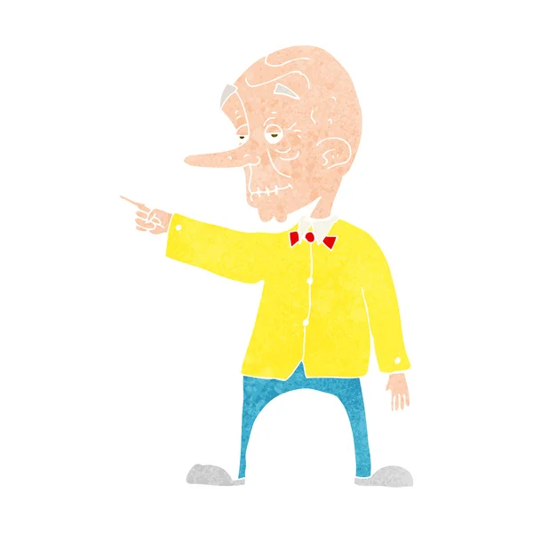 Cartoon old man pointing — Stock Vector