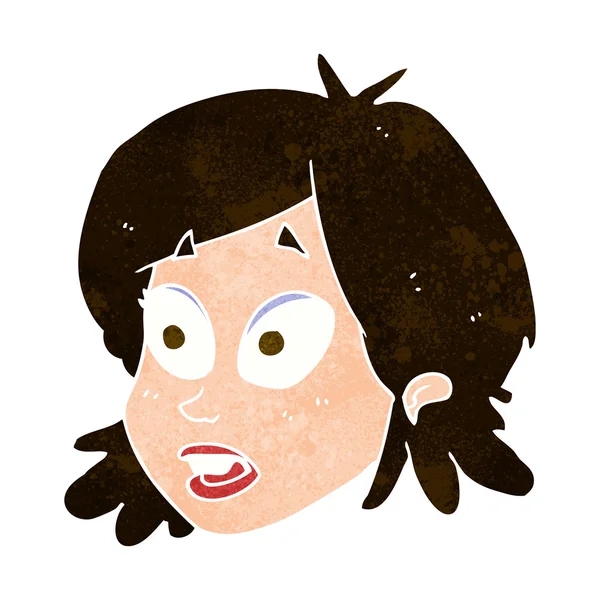 Cartone animato volto femminile con espressione sorpresa — Vettoriale Stock