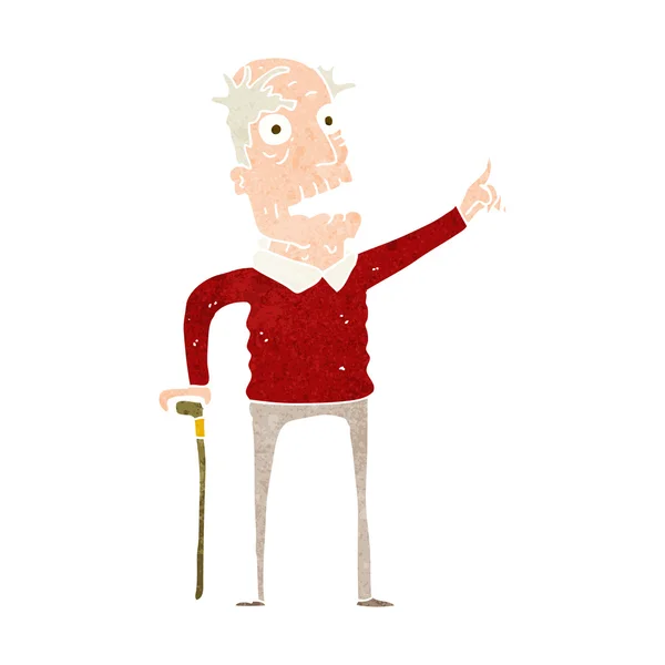Cartoon oude man met wandelstok — Stockvector