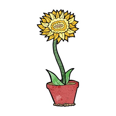 tencerede karikatür çiçek