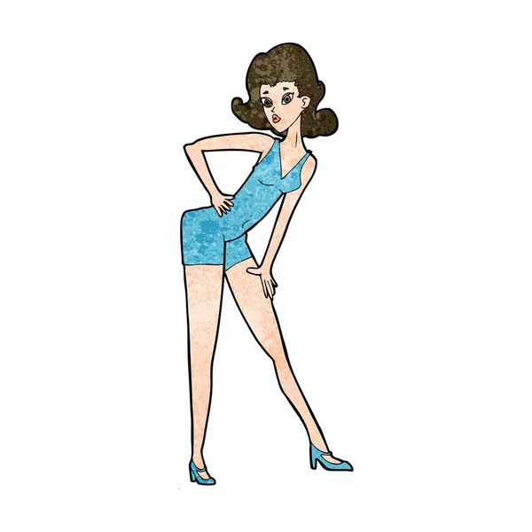 Modelo de dibujos animados mujer posando — Vector de stock