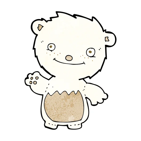 Cartoon viftande polar bear cub — Stock vektor