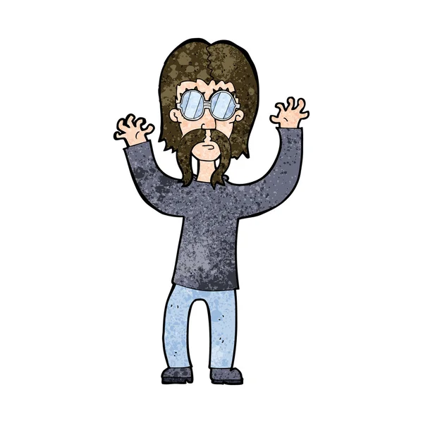 Dibujos animados hippie hombre agitando los brazos — Archivo Imágenes Vectoriales